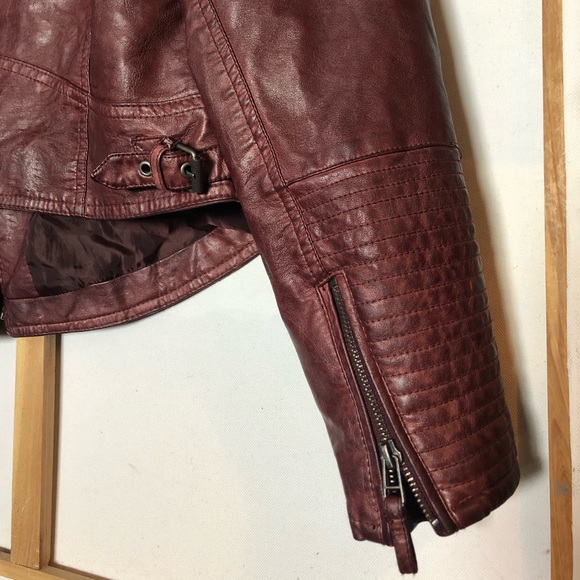 Deep Red Faux Leather Jacket - Picture 2 of 8